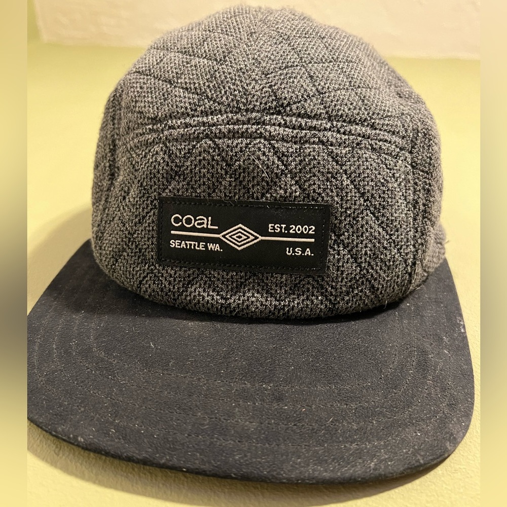 Coal Men's Gray Quilted Five-Panel Hat with Black Brim